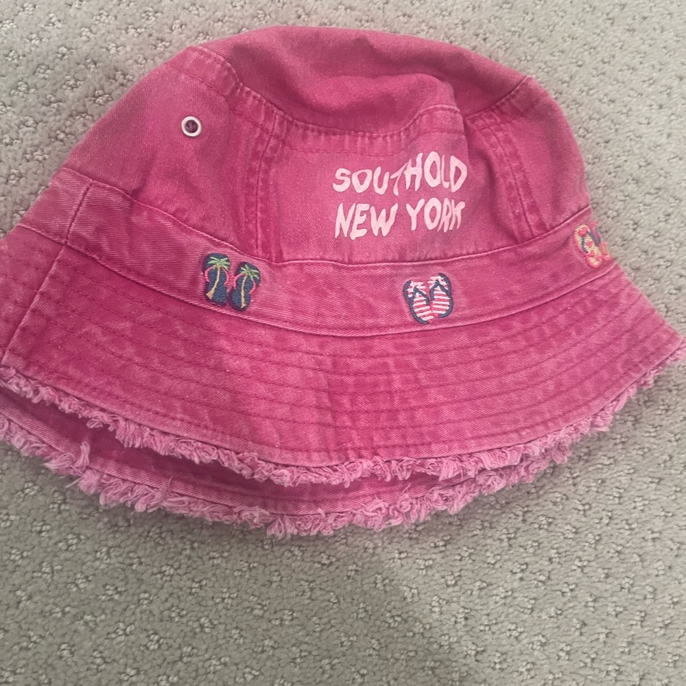 Pink Bucket Hat with Embroidered Patches